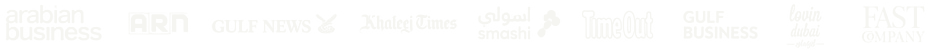 Arabian Business, ARN, Gulf News, Khaleej Times, Smashi, Time Out, Gulf Business, Lovin Dubai, and Fast Company